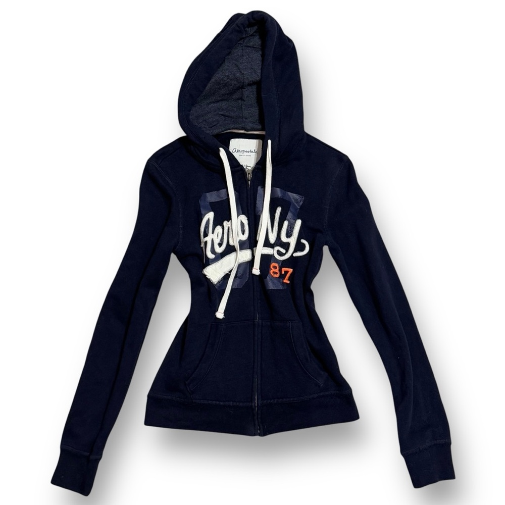 Navy aeropostale zip up hoodie